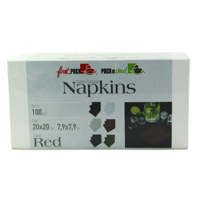 Servilleta de cocktail de algodón roja 200x195mm - 100Uds