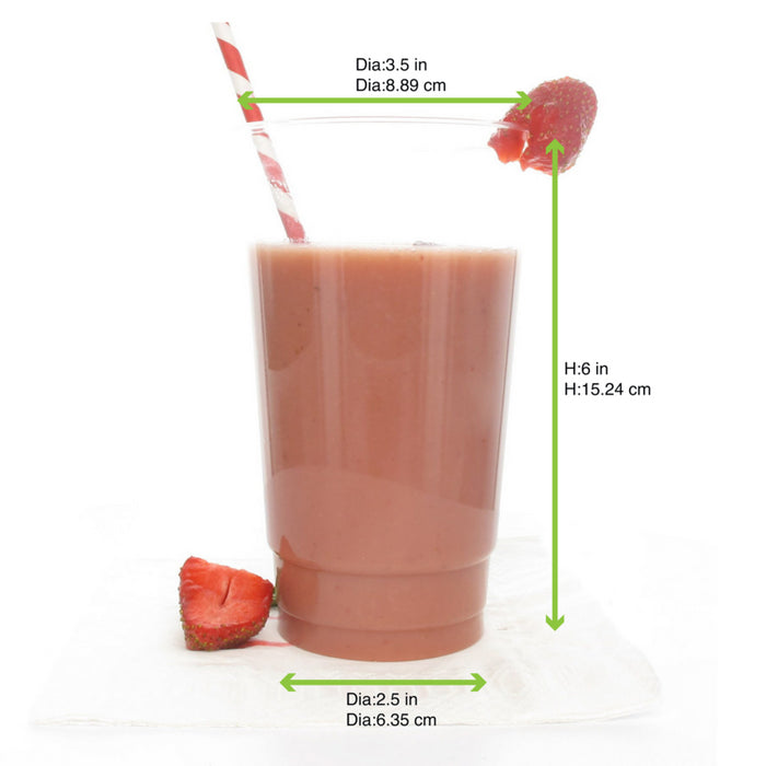 Vaso de postre de plástico PLA transparente 670ml A155mm - 50Uds