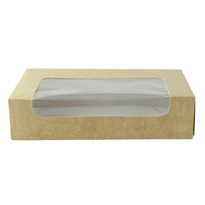 Caja cartón kraft laminada con ventana 190x113mm A44mm - 50Uds