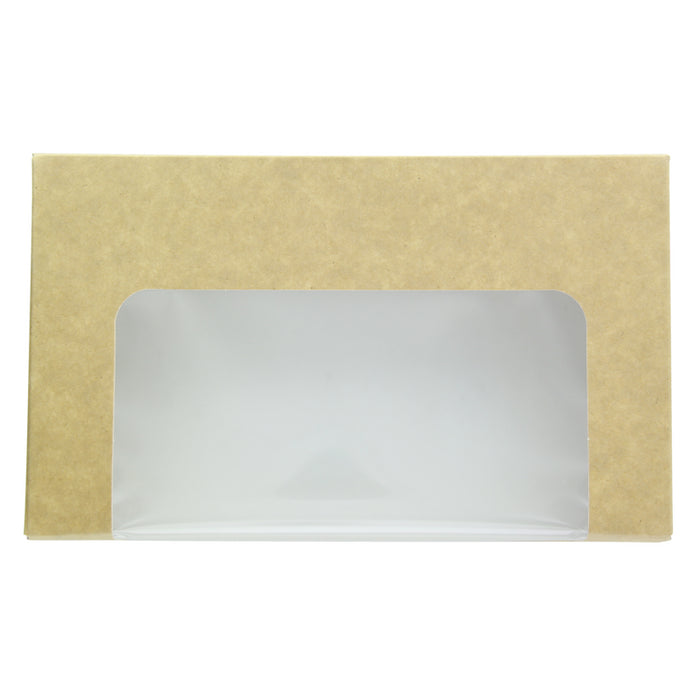 Caja cartón kraft laminada con ventana 190x113mm A44mm - 50Uds