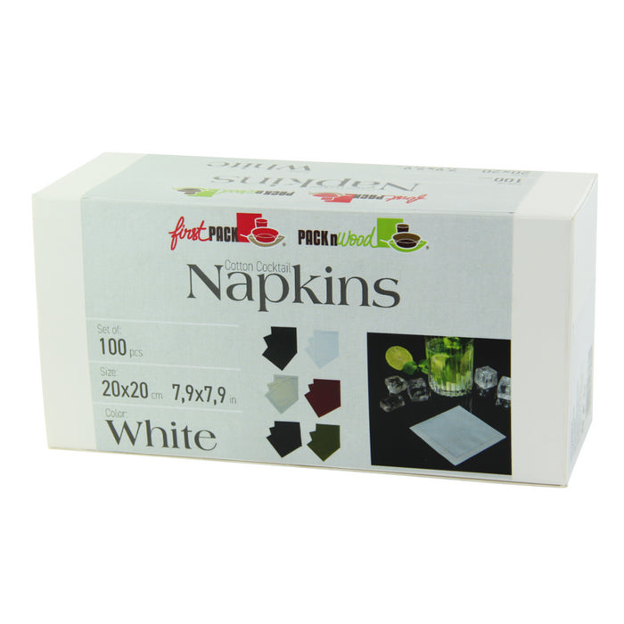 Servilleta de cocktail de algodón blanca 200x195,2mm - 100Uds
