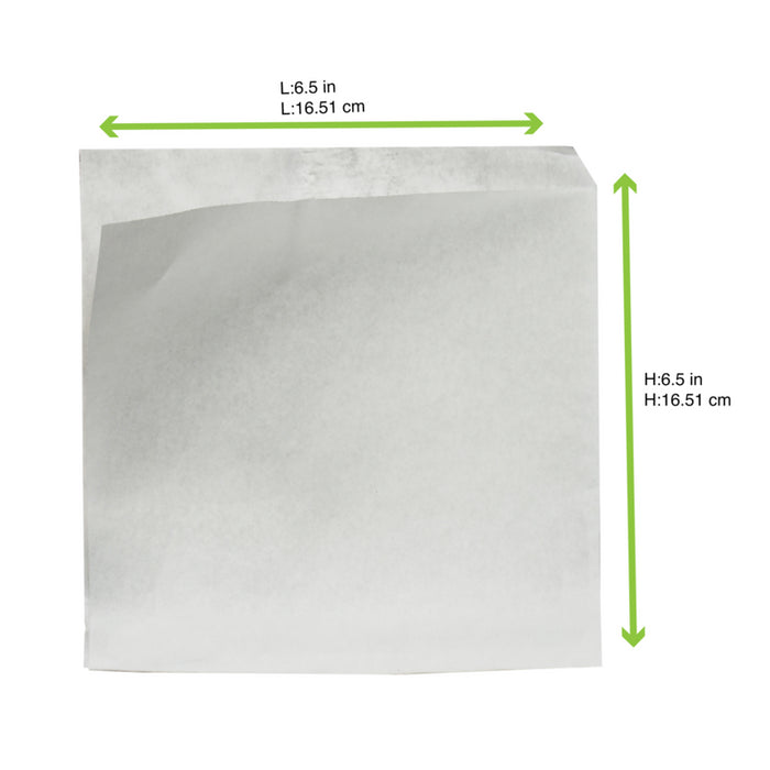 Bolsa de papel blanca antigrasa abierta por 2 lados 170x170mm - 1000Uds