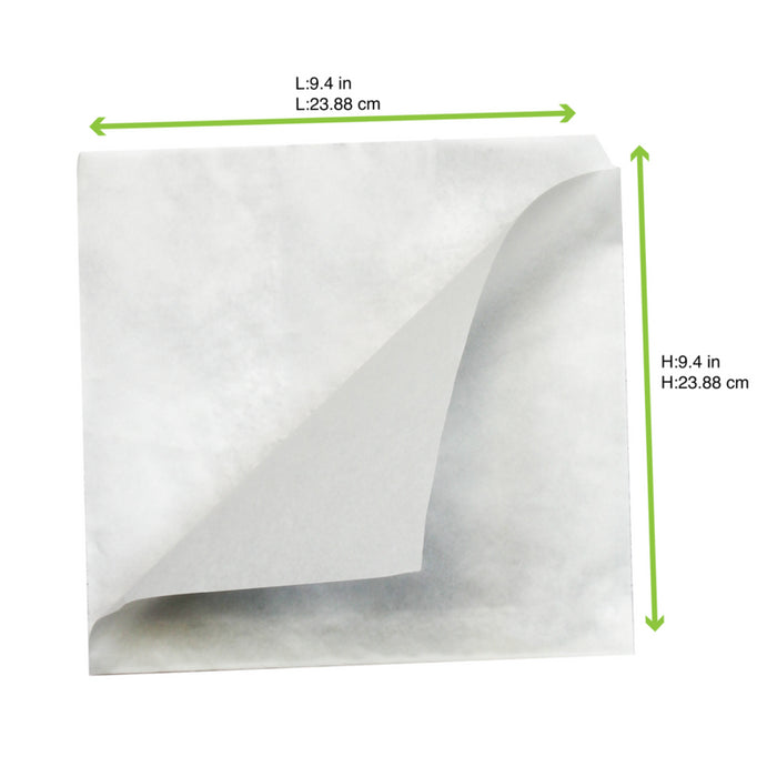 Bolsa de papel blanca antigrasa abierta por 2 lados 240x240mm - 1000Uds