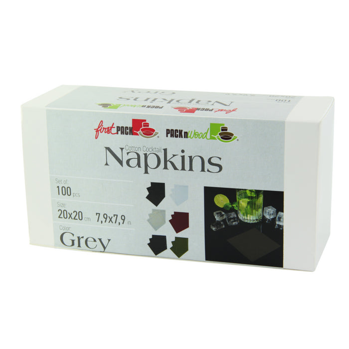 Servilleta de cocktail de algodón gris 200x195,2mm - 100Uds