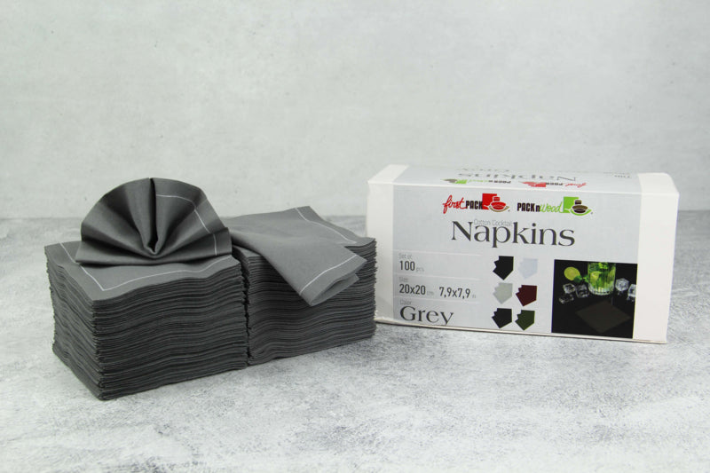 Servilleta de cocktail de algodón gris 200x195,2mm - 100Uds