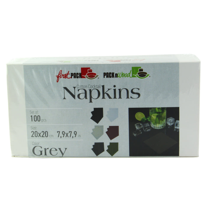 Servilleta de cocktail de algodón gris 200x195,2mm - 100Uds