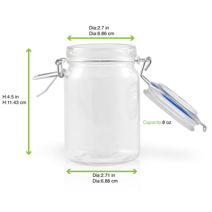 Tarros pequeños de vidrio BOKA con junta silicona azul oscuro 200ml A119,2mm - 12Uds