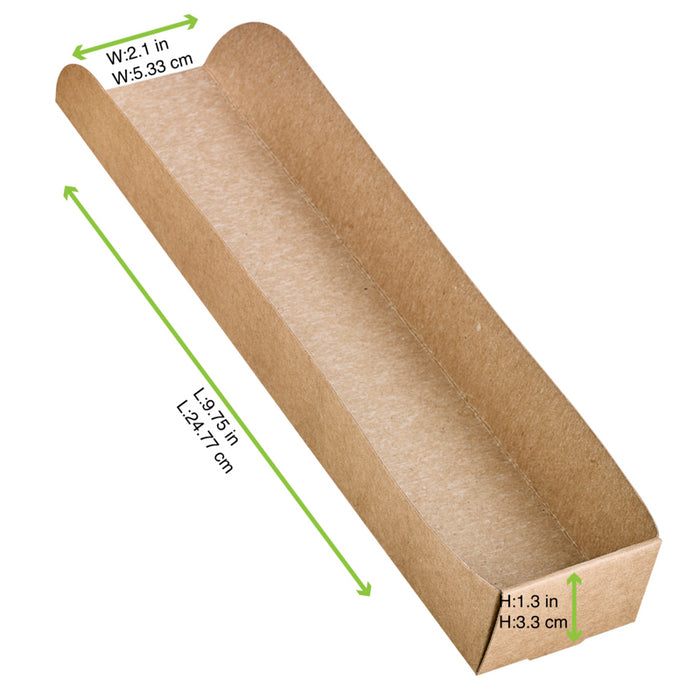 Soporte de cartón kraft para Hot Dog 250x55mm A32mm - 50Uds
