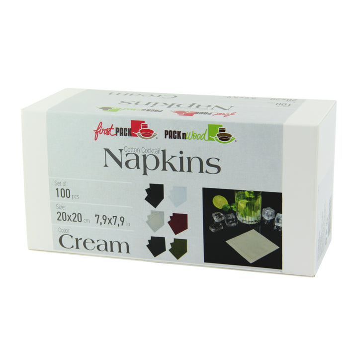 Servilleta de cocktail de algodón crema 200x195,2mm - 100Uds