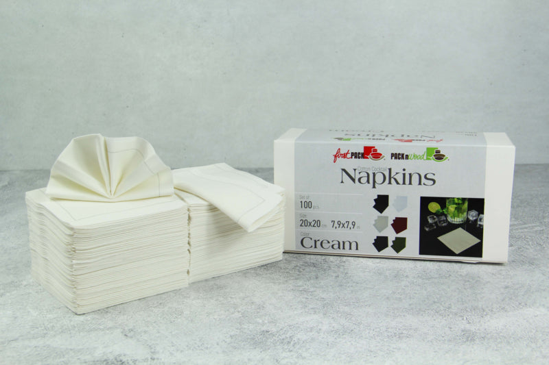Servilleta de cocktail de algodón crema 200x195,2mm - 100Uds