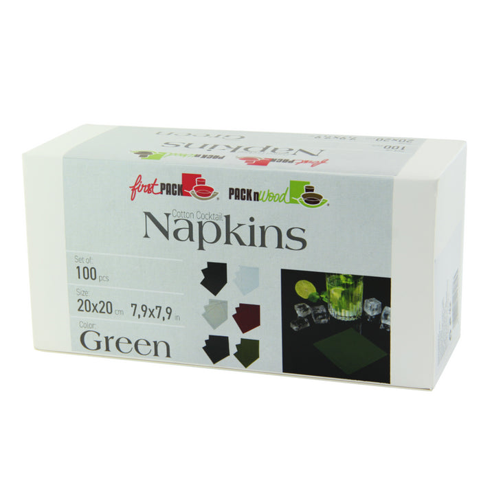 Servilleta de cocktail de algodón verde 200x195,2mm - 100Uds
