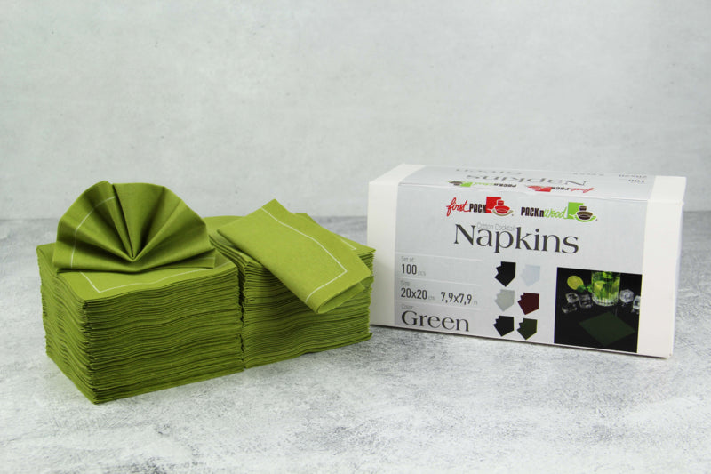 Servilleta de cocktail de algodón verde 200x195,2mm - 100Uds