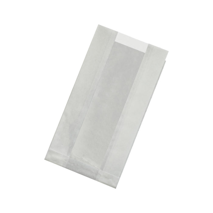 Bolsa de papel kraft antigrasa blanca con ventana PP 220x120mm A50mm - 1000Uds