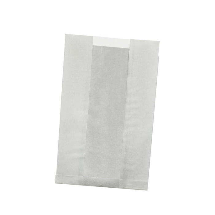 Bolsa de papel kraft antigrasa blanca con ventana PP 280x180mm A80mm - 1000Uds
