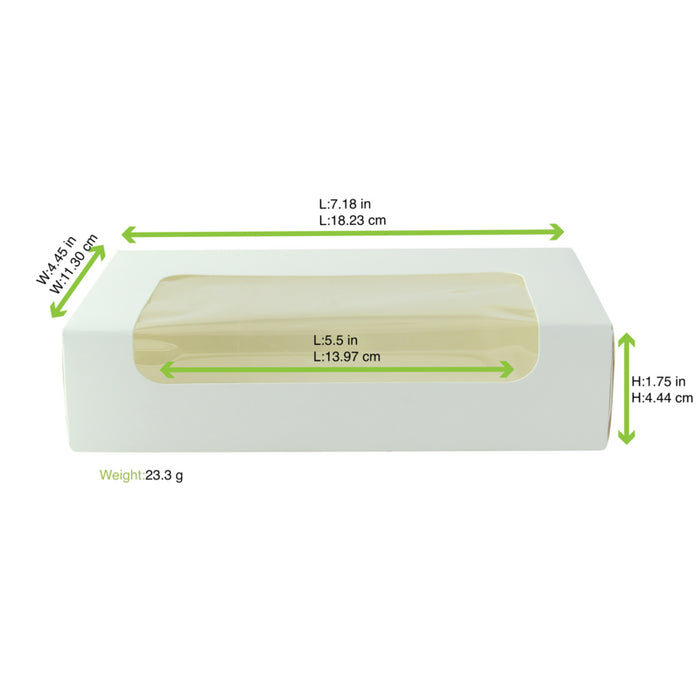 Caja cartón blanca laminada con ventana 190x113mm A44mm - 50Uds