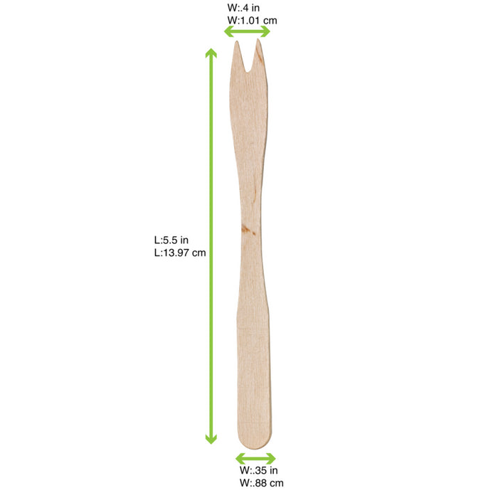 Tenedor de madera para patatas fritas 10mm A140mm - 500Uds