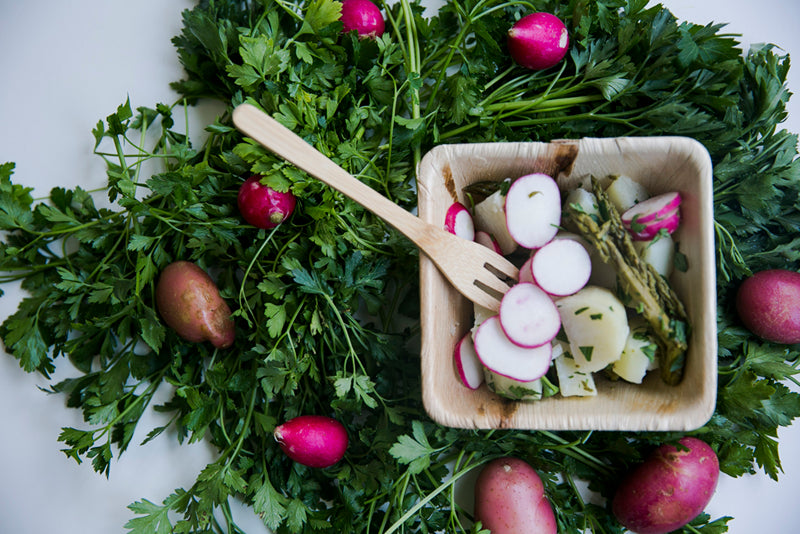 Cuenco cuadrado de hoja de palma 450ml 130x130mm A50mm - 10Uds