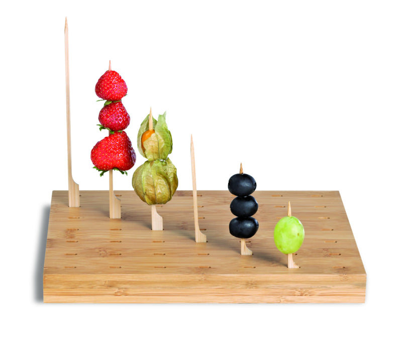 Soporte rectangular de bambú con 49 pinchos 250x200mm A25mm - 1Uds