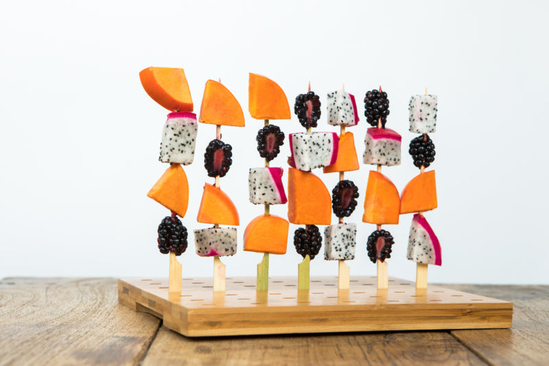 Soporte rectangular de bambú con 49 pinchos 250x200mm A25mm - 1Uds