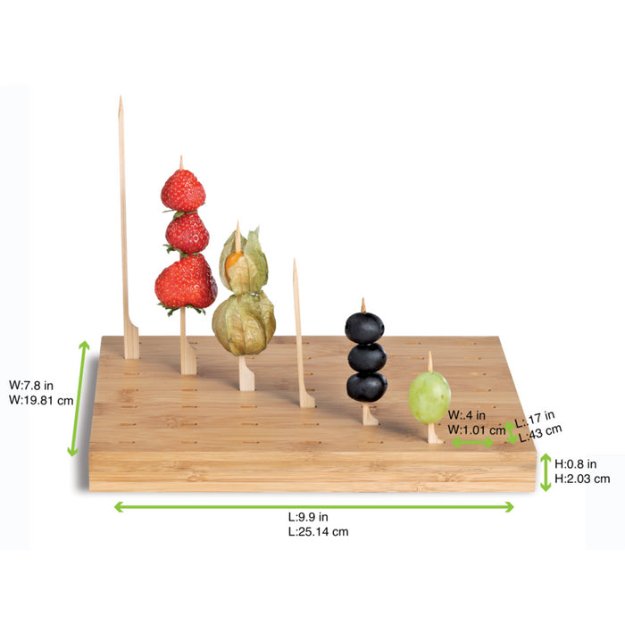 Soporte rectangular de bambú con 49 pinchos 250x200mm A25mm - 1Uds