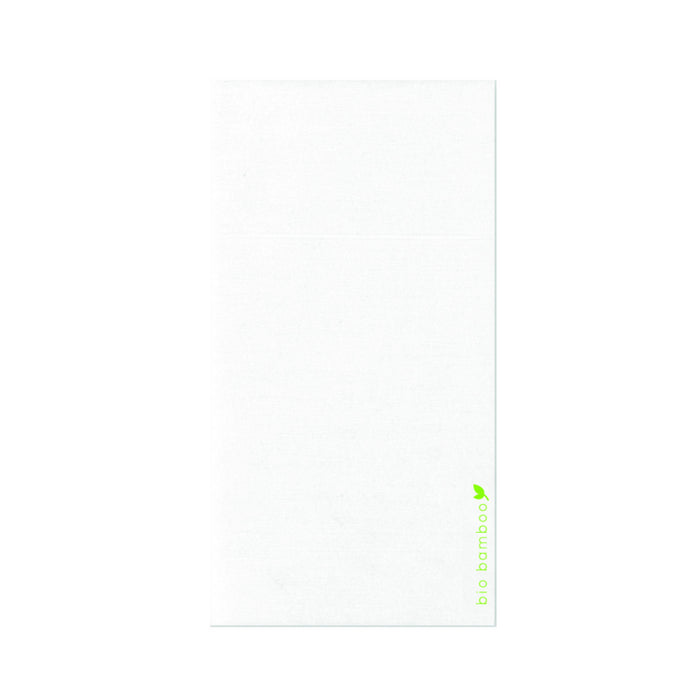 Servilleta-funda para cubiertos blanca de fibra de bambú 400x400mm - 50Uds