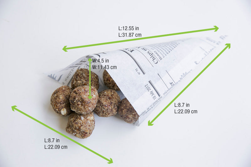 Cono de papel antigrasa con diseño periódico 660ml 310x220mm A220mm - 1000Uds