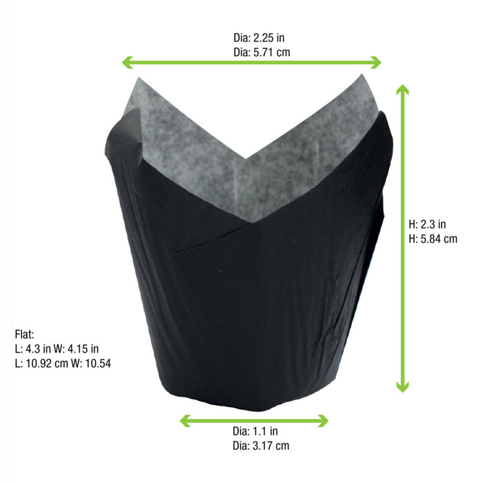 Papel negro tulipa de cocción antigrasa 110x110mm A60mm - 120Uds