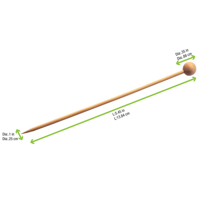 Pincho de bambú con decoración de bolas 140mm - 100Uds
