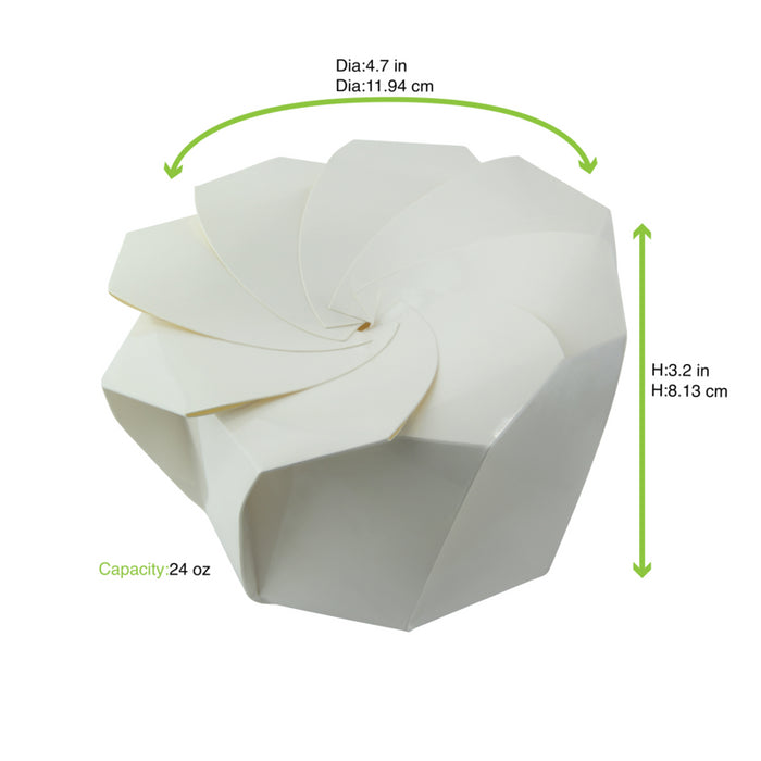 Caja de Cartón Blanca Cerrable con Plegado Origami 650ml A80mm - 100Uds