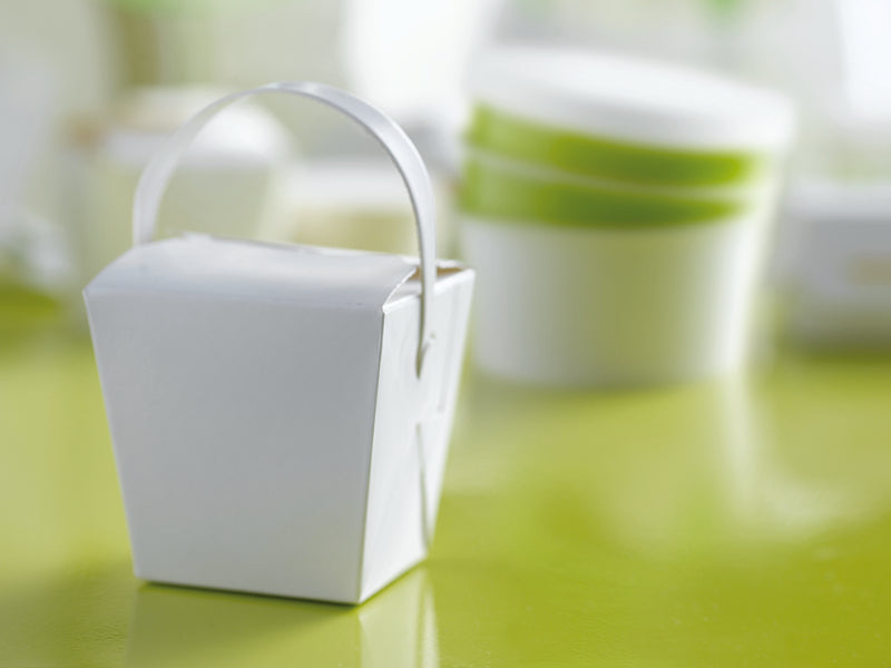 Mini caja de cartón blanca cuadrada con asa 230ml 65x71mm A70mm - 50Uds