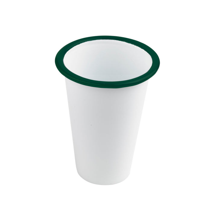 Vaso blanco en acero esmaltado con borde verde 300ml A90mm - 12Uds