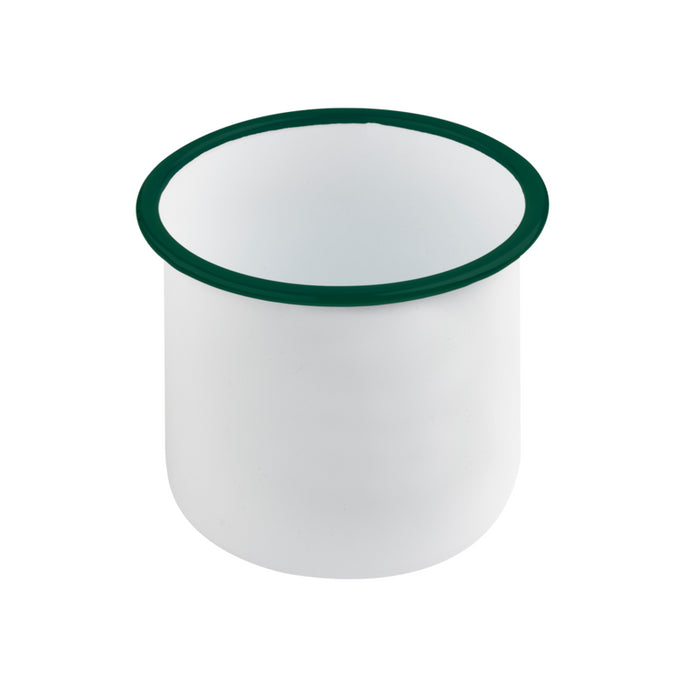 Bote de acero esmaltado blanco Enamely con borde recto y verde 1200ml A120mm - 12Uds