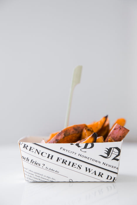 Bandeja de cartón blanco con diseño periódico 250ml 90x55mm A40mm - 250Uds