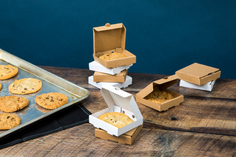 Mini caja pizza de cartón blanco 90x90mm A20mm - 100Uds