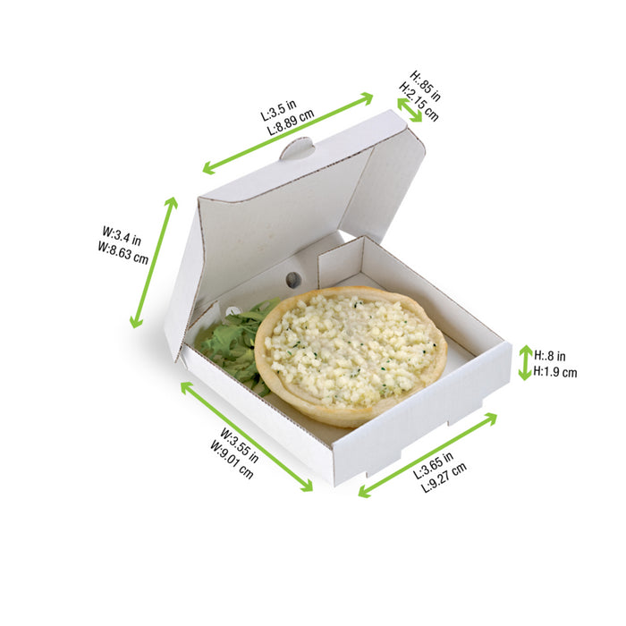Mini caja pizza de cartón blanco 90x90mm A20mm - 100Uds