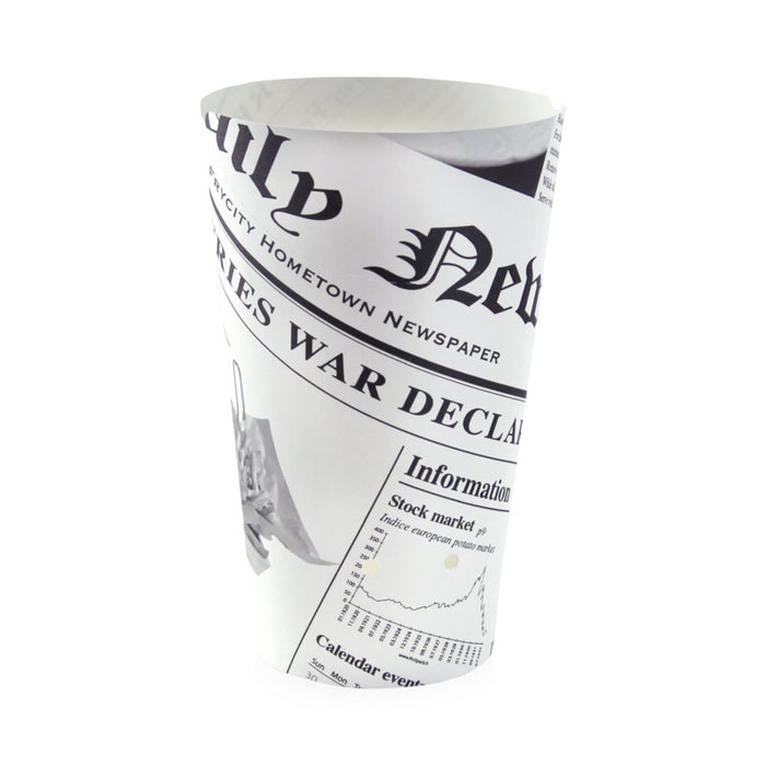 Vaso para snack de cartón blanco con cierre decoración News 480ml A157mm - 50Uds