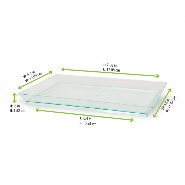 Plato verde transparente rectangular en PS KLARITY 180x130mm - 50Uds