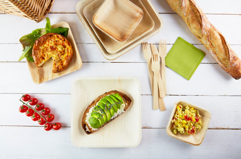 Plato cuadrado de hoja de palmera 160x160mm A20mm - 25Uds