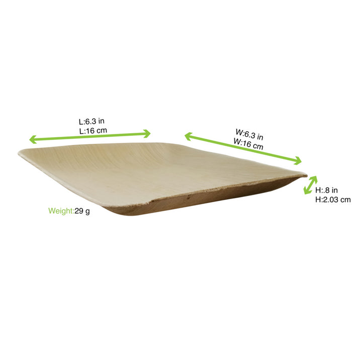 Plato cuadrado de hoja de palmera 160x160mm A20mm - 25Uds