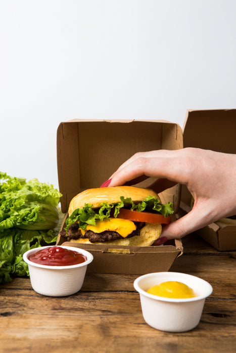 Caja de cartón kraft para hamburguesas 110x100mm A80mm - 75Uds