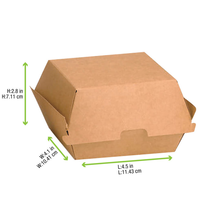 Caja de cartón kraft para hamburguesas 110x100mm A80mm - 75Uds
