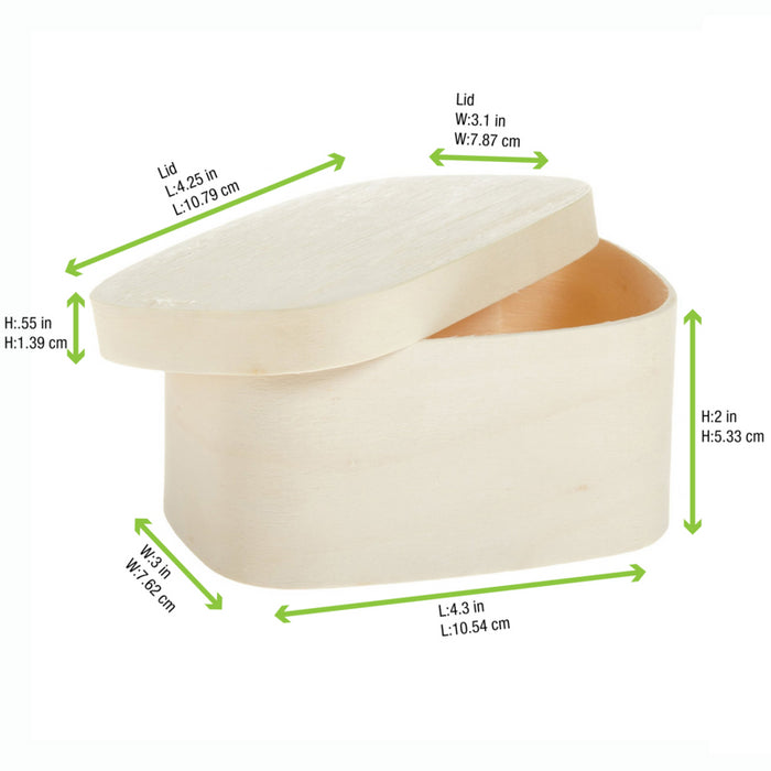 Caja de madera rectangular con tapa 240ml 110x80mm A55mm - 10Uds