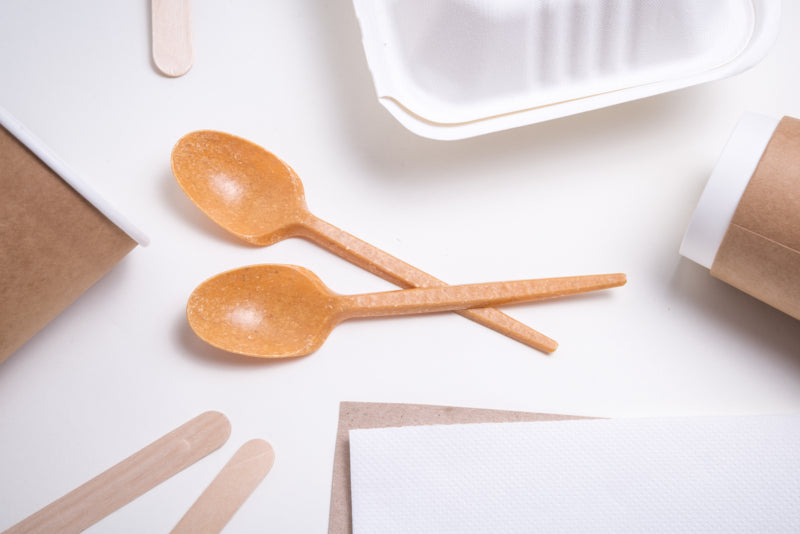 Cuchara de madera reutilizable Madera composite 180 - 50Uds