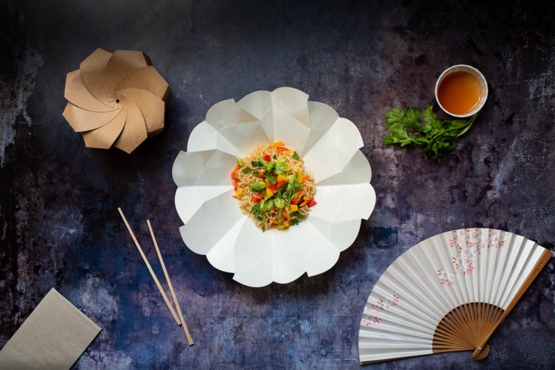 Caja de Cartón Kraft Cerrable con Plegado Origami 650ml A80mm - 100Uds