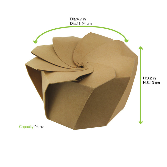 Caja de Cartón Kraft Cerrable con Plegado Origami 650ml A80mm - 100Uds