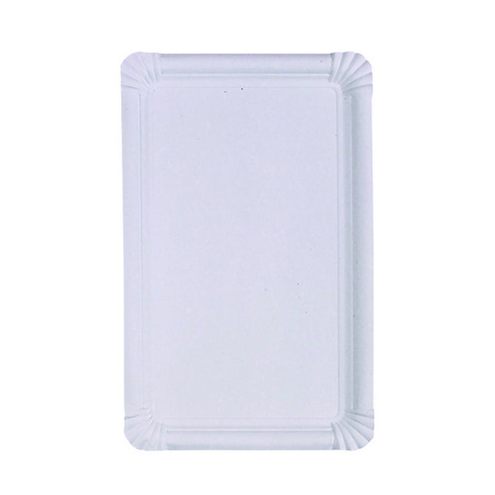 Plato rectangular de cartón reciclado blanco 330x190mm - 250Uds