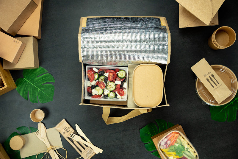 Bandeja kraft rectangular Recaty laminado PP 1000ml 170x120mm A75mm - 25Uds