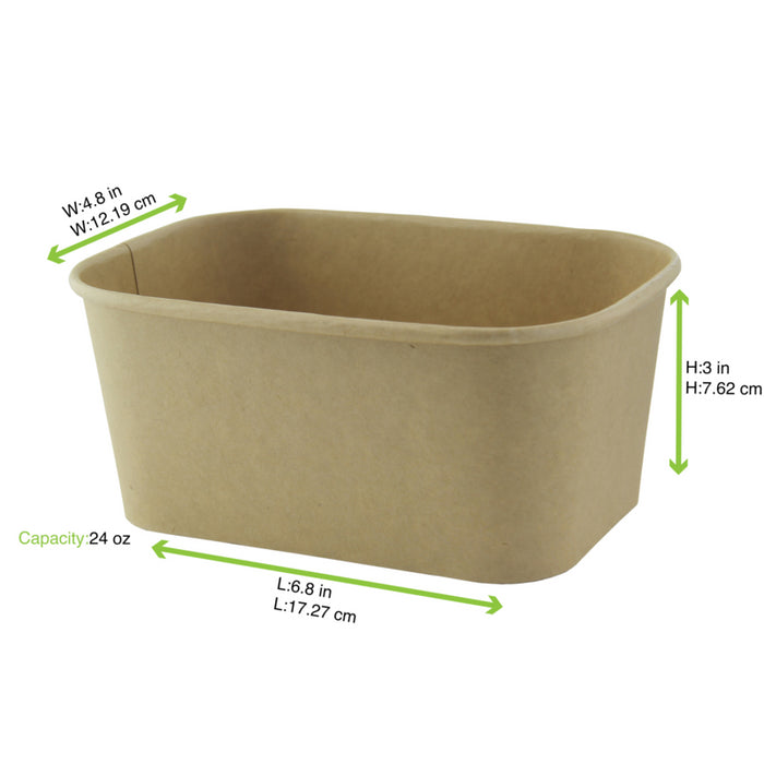 Bandeja kraft rectangular Recaty laminado PP 1000ml 170x120mm A75mm - 25Uds