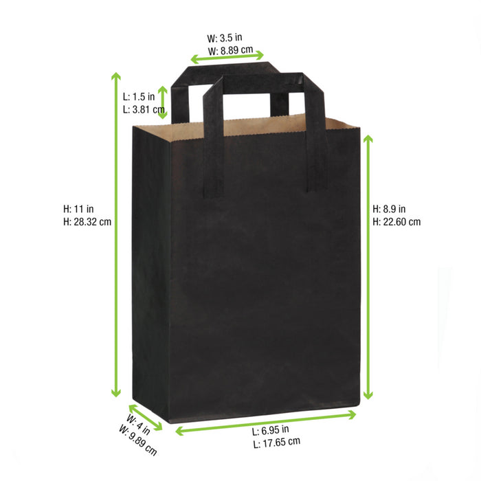 Bolsa papel kraft exterior negro reciclado 180x85mm A230mm - 500Uds