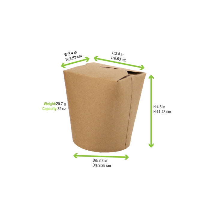 Caja redonda de cartón kraft con cierre ranura 1000ml 100x90mm A120mm - 25Uds